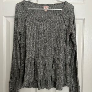 Mossimo Heather Gray Pleated Long-Sleeve Top Size XS